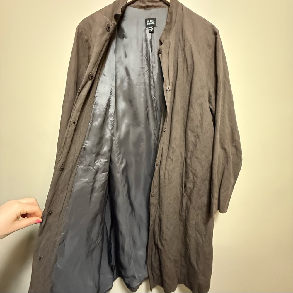 Eileen Fisher Brown Kimono Cotton Jacket - Picture 6 of 12